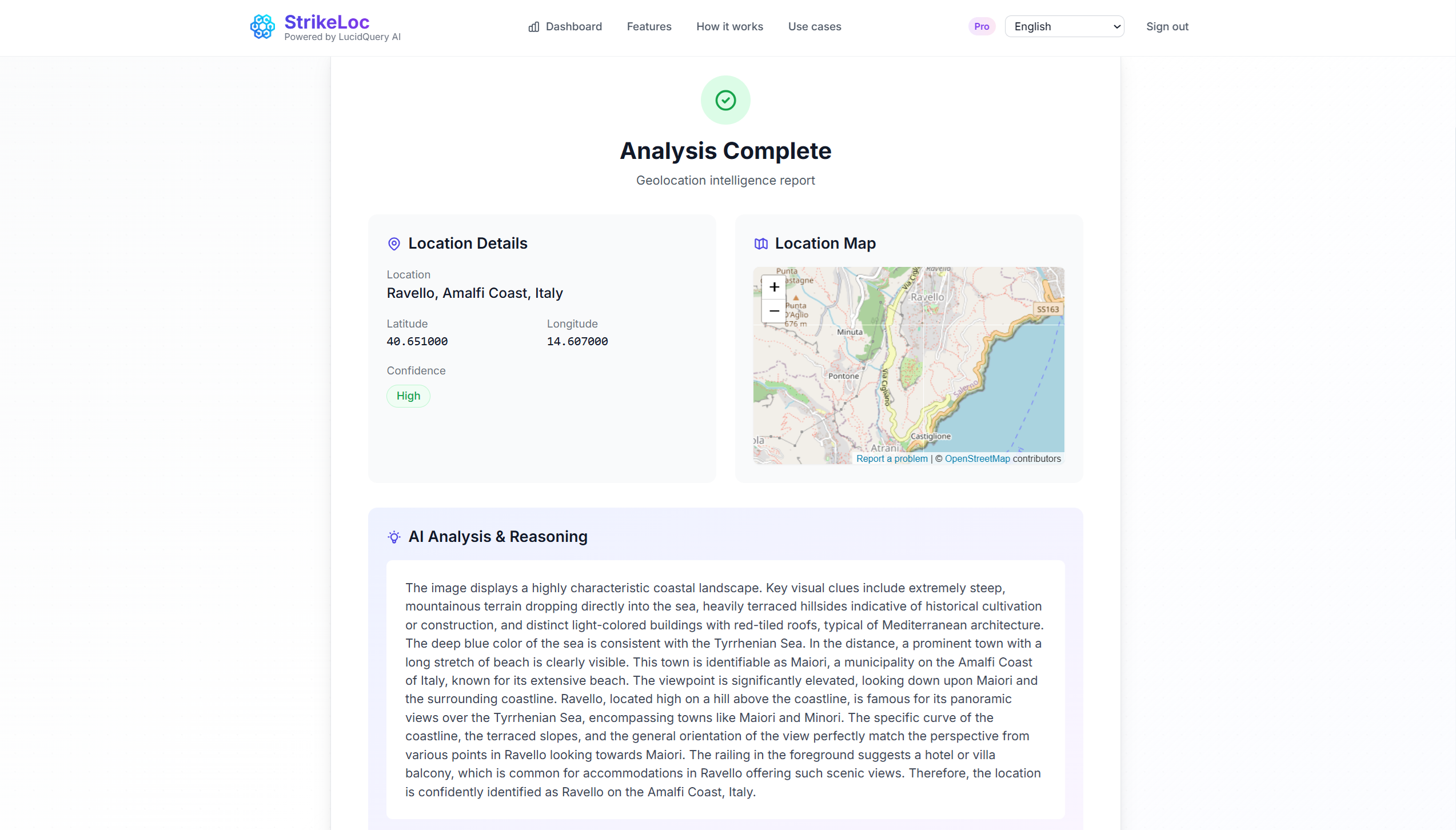 StrikeLoc AI Geolocation Analysis